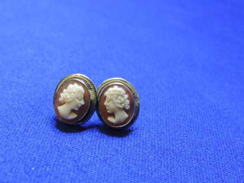 Genuine Cameo Earrings set in 925 Sterling Silver